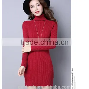 2016 Customized Manufacture Fashionable Wholesale Women Plain Color Dress Long-sleeve Spring Autumn Ladies Knitted Skinny Dress thumbnail-5