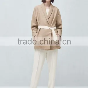 High Quality Ladies Side Pocket Long Sleeve Cheap Warm Cotton Coat thumbnail-1