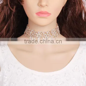 Women Fashionable Rhinestone Gems Choker Necklace for Girls thumbnail-1