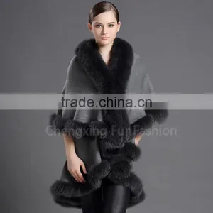 CX-B-P-17C Fur Decora Fashion Italian Cashmere Pashmina Shawl With Fur thumbnail-3
