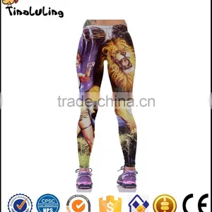 Women The African Lion Print Fitness Quick Dry Exercise Leggings High Waist Mid Calf Energy Pants Trousers thumbnail-1