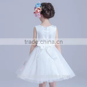 2017 Beads Kids Clothing Models Big Flowers White Lovely Kids Gown Dress thumbnail-5