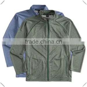 Heather Grey Men's Technical Performance Jacket Lightweight 100% Moisture Wicking Polyeser Raglan Full Zip Outdoor Jacket thumbnail-1