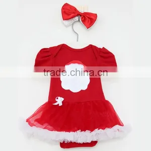 Children Christmas Outifit Santa Claus Baby Clothes Romper Red Booming Chiffon Clothing thumbnail-1