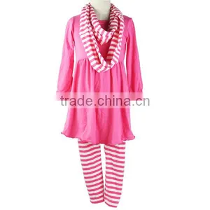 Hot Selling Christmas Boutique Clothing Baby Kids Casual Wear Dress & Pants With Scarf Girl Clothing 7 Years thumbnail-4