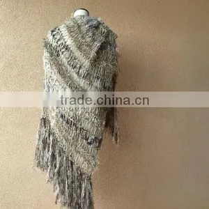 Blanket Scarf Style of Warm Shawl, Large Shawl, Beige Shawl Hand Knit for Women With Black, Ivory Off White, Taupe Shawl, Fring thumbnail-1