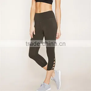 China Hot Sale Crisscross Capri Leggings Saxi Girl Cotton Yoga Pants thumbnail-5