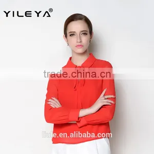 Cute Collar Designed Fashionable Casual Long Sleeve Women Fashion Blouse Shirts thumbnail-1
