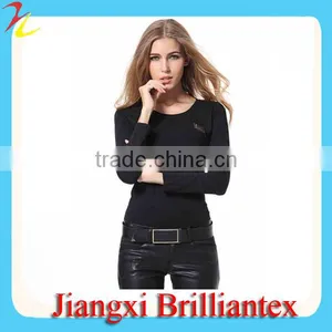 Plain Black Long Sleeve T Shirt For Women thumbnail-1