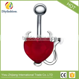 Plastic Heart Shape CZ Navel Ring Made in China thumbnail-1