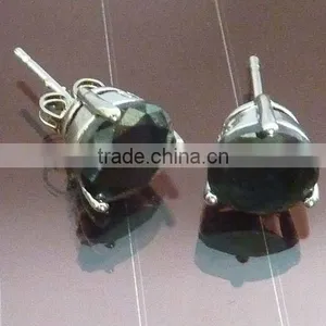 Round Cut Stainless Steel Black Cubic Zirconia Stud Earrings, CZ Stud Earrings, CZ Earrings thumbnail-1