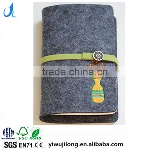 Novel Logo Custom Felt Cover With Embroidery Spiral Binding Dairy Notebook With Button thumbnail-1