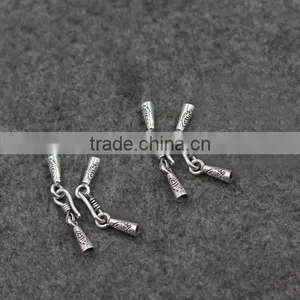 New New Design Thailand Sterling Silver Hook and Eye Clasp Cord Tip With Big Hole thumbnail-3