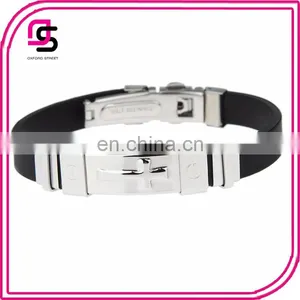 Fashion Silicone Stainless Steel Cross Bracelet for Man Custom thumbnail-1