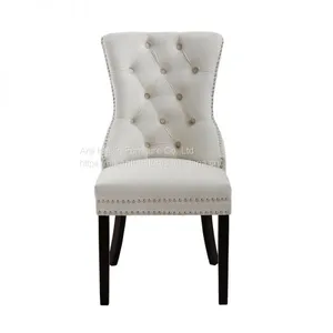 Green Color Velvet Dining Chair in Solid Wood With Buttons,nailhead,knocker and Tufted Designs thumbnail-5