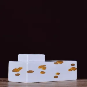 Jingdezhen New Chinese Style Applique White Gold Ceramic Decor Art For Office Study thumbnail-4