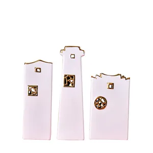 Chinese Creative White Gold Electroplate Gild Ceramic Vase For Model Room Decor thumbnail-5