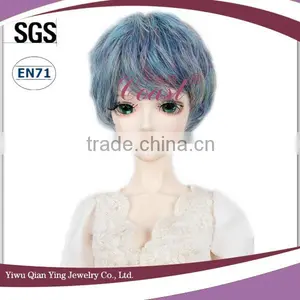 Light Blue Curly Synthetic Bjd Doll Short Hair Wigs thumbnail-4