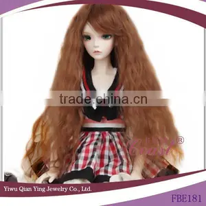 Long Brown Curly Synthetic Mohair Doll Wigs Cute thumbnail-1