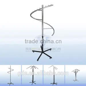 Metal Spiral Display Garment Rack With Five Wheels thumbnail-1