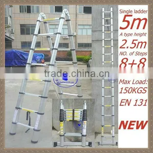Industrial Aluminum Telescopic Ladder 5m=8+8=16 Steps With SGS 2012 EN131 thumbnail-1