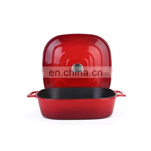 5 QT Square Cast Iron Non Stick Enamel Stew Pot thumbnail-2