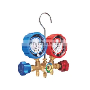 Conjunto de manómetros de colector de bronce CT-536 H para sistema de refrigeración HVAC, aire acondicionado automático, carga de AC con R134A, R22 y R12, conjunto de manómetros de colector thumbnail-1