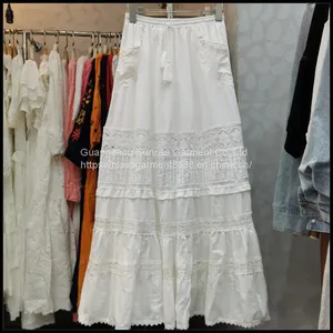 Fairy Lace Stitching Pocket Cotton Skirt~2023 Early Spring New Style European and American Style Sweet A-line Skirt thumbnail-5
