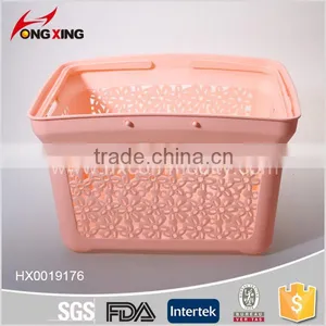 Nice Flower Design Plastic Picnic Basket With Lid and Handle thumbnail-1