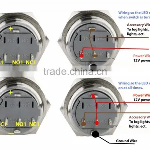 12v Latching Metal Pushbutton Switch Waterproof Ip65 thumbnail-2