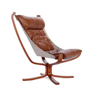 Falcon Chair Vatne Replica Mid-Century Leather Lounge Chair for Home & Hotel thumbnail-4