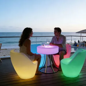 Modern Plastic Bar Luminous Table Chair Set Outdoor Club Use 16 Color Variable Lighting Waterproof Eco-Friendly Commercial thumbnail-5