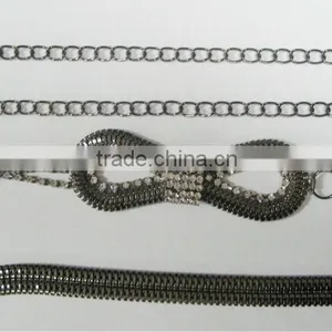 Gunmetal Cloth Metal Belts With Stone ONE SIZE FREE SIZE FIT FOR UNDER 33" WAIST thumbnail-1