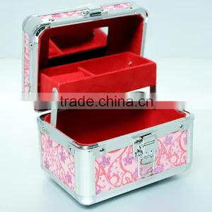 AN171ANPHY Small Jewelry Case Suitcase Flannelette Setting Mirror Aluminum Makeup Box Treasure Box 14*10*10cm 300g Customize OK thumbnail-6