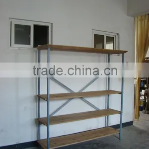 Archaize Industrail Furniture With a Metal Recycled Wood Bookcase thumbnail-1