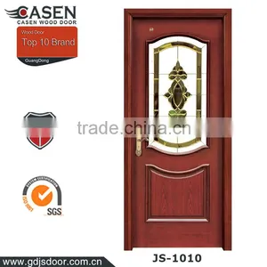 Single Swing Mahogany Solid Wood Tempered Glass Door thumbnail-1
