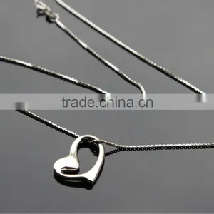 925 Sterling Silver Heart Pendant Necklace thumbnail-1