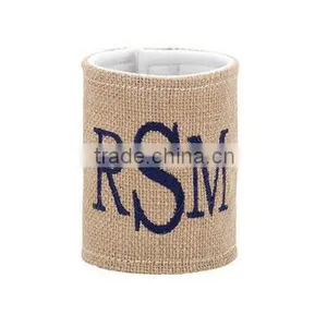 Personalized Monogrammed Burlap Coozie thumbnail-6