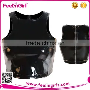 2015 Wholesale Sexy Women Black Leather Vest thumbnail-1