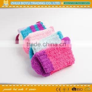 BY-161614 Women's Warm Socks; Microfiber Terry-loop Hosiery Colord Girl's Striped Scok thumbnail-4