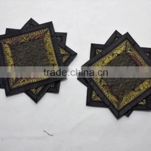 Indian Silk Table Runner With 6 Place Mats & 6 Coaster in Black Color Size 16*62 thumbnail-2