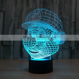 Novelty Super Mario Shape 3D Illusion Led Night Light Cartoon Atmosphere Switch ABS Led Bulbs Lamb With 7 Color Light thumbnail-2