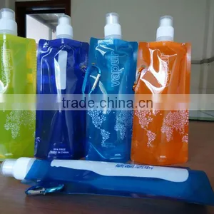 Foldable Water Bags Portable Food Safety Grade Water Bags With Metal Carabiner Sports Water Bottle thumbnail-1