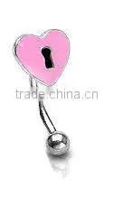Pink Heart Lock Eyebrow Ring Body Piercing Jewelry thumbnail-1
