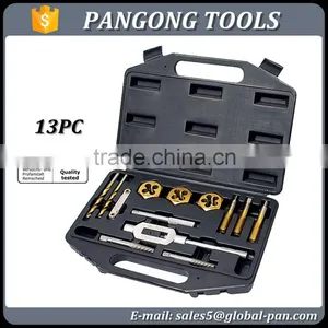 Titanium Hand Tap Set , Threading Dies ,twist Drill Set ,12pc Taps & Dies thumbnail-1