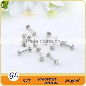 Wholesale Body Piercing Jewelry Double Jeweled Flower Labret Studs thumbnail-5
