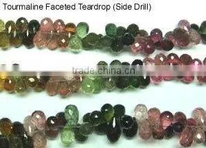 Multi Tourmaline Faceted Teardrop (side Drill) Beads thumbnail-1