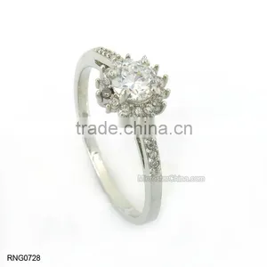 Simple Fashion Engagement Wedding Antique Copper Ring Plated White Gold thumbnail-3