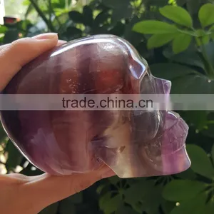 Top Quality Purple Fluorite Quartz Crystal Skull for Halloween Gifts thumbnail-1