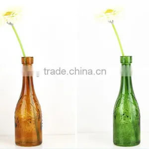 Painted Glass Floating Bottle With Cork for Wishing Small Table Glass Flower Vase thumbnail-1